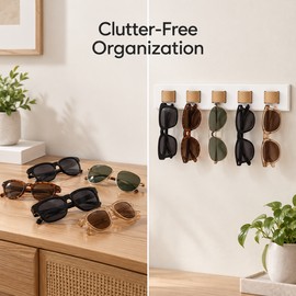 Wall Mounted Sunglasses Organizer for Eyewear Storage – Wooden Glasses Holder for Space-Saving Bedroom Organization