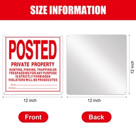 Tandefio 8 Pcs Large No Trespassing Signs 11.8" x 11.8" Private Property Reflective Aluminum Posted Signs Metal No Hunting or Trespassing Signs for Warning(White,11.8 x 11.8 Inches)