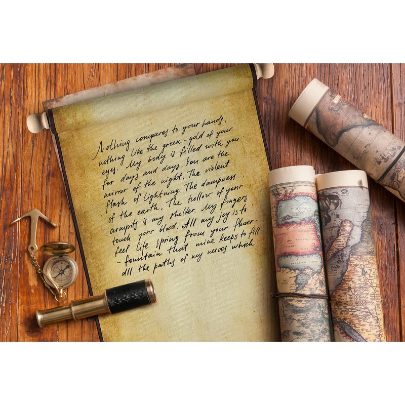 Makevivi 1 PCS Blank Scroll Paper with Wood Rods, for