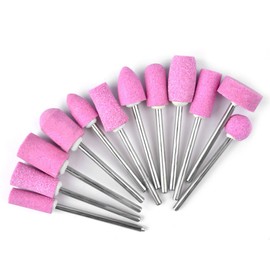 Frcolor Pack of 12 Nail Cutter Attachment Drill Nails for Polishing Callus Remover Quartz Nail and Foot Care Nail Cutter (Pink)