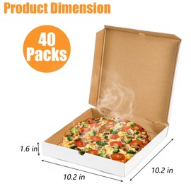 ZENFUN 40 Pack Pizza Box 10"×10", White Pizza Box, Grease-Resistant Corrugated Pizza Boxes, Take Out Food Containers Packing Boxes for Pizza Cake Cookies Party Favors