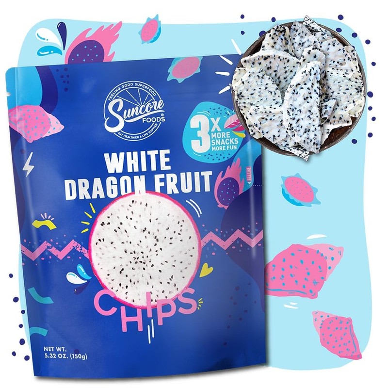 Suncore Foods White Dragon Fruit Chips & Snacks, Gluten-Free, Non-GMO,