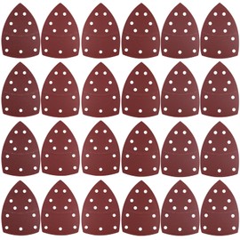 Pack of 24 Sandpaper Triangle Sanders, Sanding Sheets, Sanding Pads for Detail Sander, Wood, Wall, Rubber and Leather, Assorted Grits 40/60/80/120/180/240