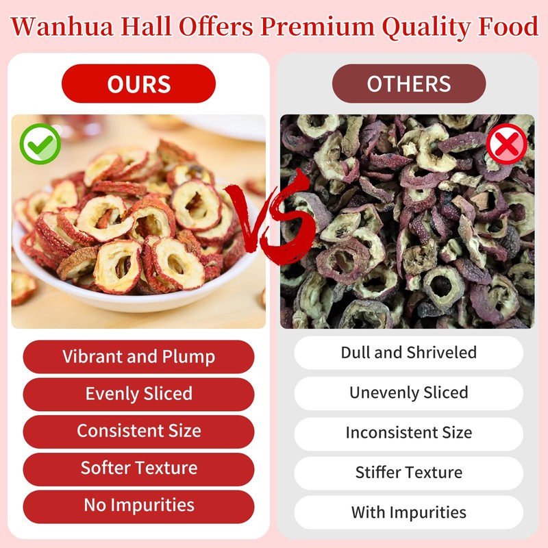 Wanhua Hall Dried Hawthorn Fruit Tea Premium Seedless Hawthorn Berries