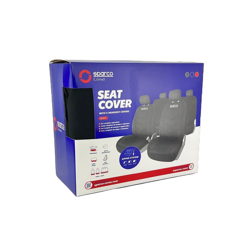 SPARCO SPS431BK 9 piece Seat Cover Set Black