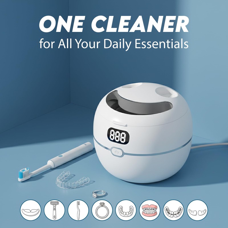 Ultrasonic Retainer Cleaner Machine with Digital Timer, 45kHz Deep Cleaning