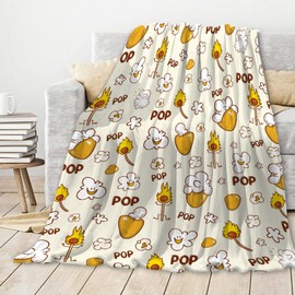 Cute Popcorn Blanket Food Blanket,Popcorn Gift for Popcorn Lover,Popcorn Fun Novelty Bed Blanket,Lightweight Super Soft Cozy Throw Blanket for Couch Bed Sofa,40"x50"-Throw Size for Kids