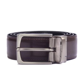 Men's Leather Belt, TSA Leather Belt For Mens. Reversible, Trim To Fit, Double Sided,Black- Dark Brown (32)