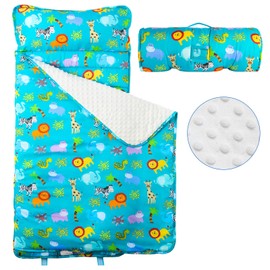 Toddler Nap Mat with Removable Pillow and Blanket, Sleeping Bag for Kids, Lightweight and Soft Slumber Bags for Preschool, Sleeping Mats for Daycare Sweat Absorbing and Breathable
