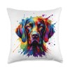 Colorful Splash Art German Shorthaired Pointer Dog GSP Throw Pillow