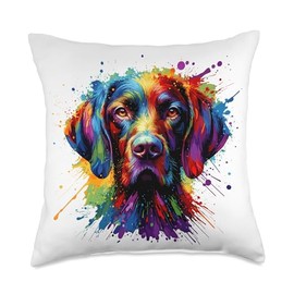 Colorful Splash Art German Shorthaired Pointer Dog GSP Throw Pillow