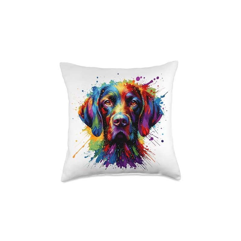 Colorful Splash Art German Shorthaired Pointer Dog GSP Throw Pillow