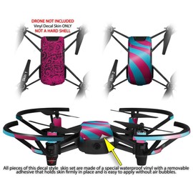 Skin Decal Wrap 2 Pack for DJI Ryze Tello Drone Folder Doodles Fuchsia Drone NOT Included