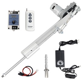 JQDML Upgrade High Torque 40 lbs DIY Reciprocating Linear Actuator Kit Motor DC 24V,Max Speed 120RPM,Stroke Adjustable 1.18" to 6",with Speed Controller,Remote Control,End Connector(24V150mm120rpm)