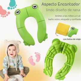 HITHOTMMA Asiento de Inodoro Niños,Asiento para Baño Infantil,Alfombrilla de Inodoro Plegable para Niños,WC Portatil Niños para Viaje para Niños y Niñas，Almohadillas de Silicona Antideslizantes(verde)