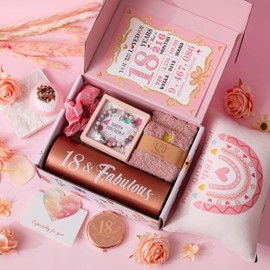 18th Birthday Gifts for Gifts,Unique Gifts Set Ideas for Turning 18 Year Old Girl Pamper Hamper Box,Happy Bday Present Basket Kit for Teen Girl Decorations for Sisters,Daughter,Niece, Granddaughter