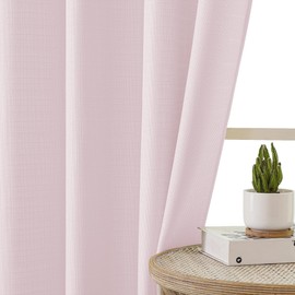 Chyhomenyc Bennet Blush Pink Valance for Windows, Faux Linen Slub Textured Semi Sheer Small Window Kitchen Valance Curtain, Rod Pocket Cafe Valance for Bathroom Laundry Basement, 60Wx14L inch, 1 Piece