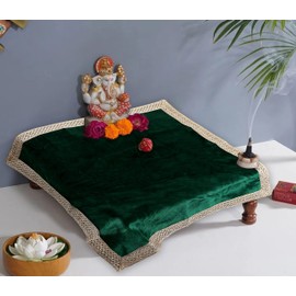 Indian Consigners Small Solid Color Velvet Cloth for Multipurpose Use (Green)