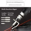 Leather Groover Tool(Black), 7 in 1 Pro Adjustable Stitching Groover