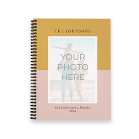 Custom Photo Mustard Pink Notebook / 8.5" x 11" Coral Journal / 120 Pages/Several Paper Designs/Durable Gloss Laminated Softcover/Black Wire-o Spiral Binding/Made in USA