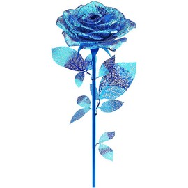 Piececool 3D Puzzle Metal Rose Model, 3D Metal Puzzle Flower Branches Plants for 340 Stainless Steel, Whole Metal, 1:1 Restore, Birthday Gift, Model Kit Adults, 15 Pieces (Blue)