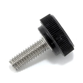 #8-32 x 1/2" Thumb Screw Stainless Steel - Black Knurled Round Plastic Knob - Standard/Coarse Thread Thumbscrew - Length: 0.500" - Proudly Built in USA - Package of (25)