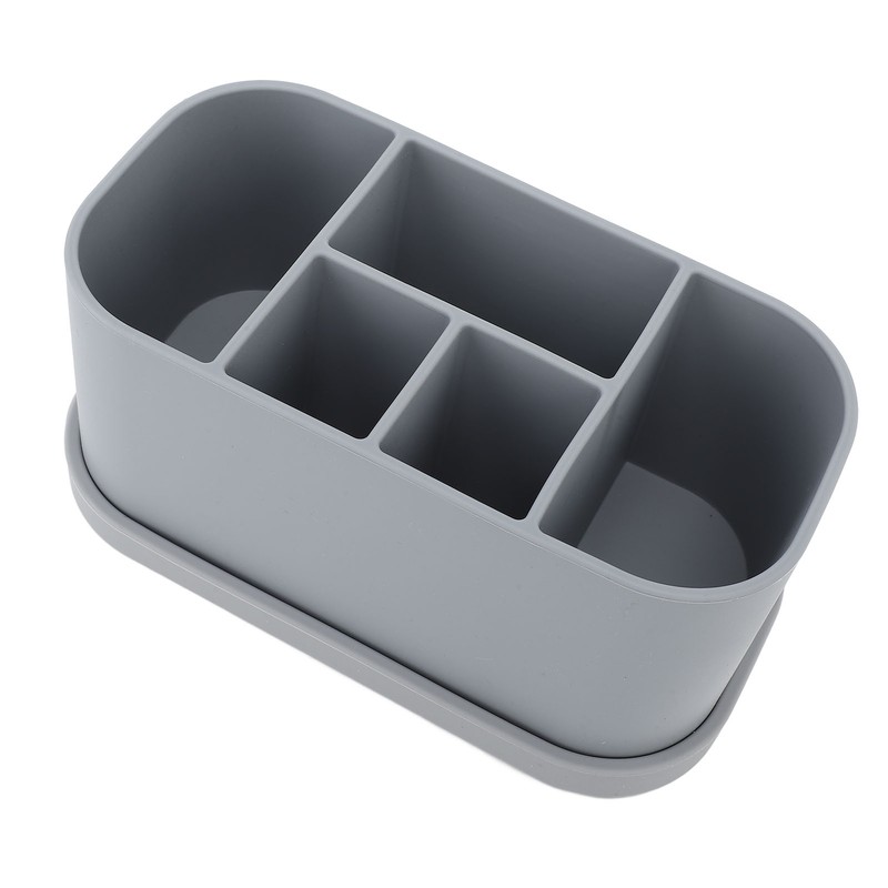 Silicone Toothbrush Toothpaste Holder Multipurpose 5 Slots Drainage Holes Bathroom