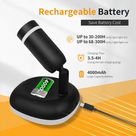 LED Wireless Spotlights Indoor with Remote Timmer,4000mAh Rechargeable Spot Lights,3000K/4000K/6000K Adjust Dimmable Battery Operated Lights Picture Light for Wall Accent Painting Artwork(Black)