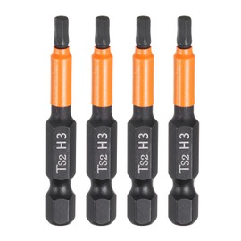 sourcing map 4pcs H3 Hex Head Drill Bit Wrench 3mm Metric Flat Tip 1/4" Hex Shank 50mm (2") Long Magnetic Black Phosphate Hexagonal Screw Driver Socket Industrial Screwdriver Power Bits