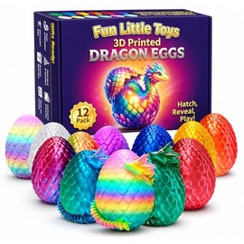 Paquete de 12 juguetes de dragón impresos en 3D, dragones articulados flexibles en huevos sorpresa, juguetes de escritorio coleccionables, recuerdos de fiesta y premios de aula para niños