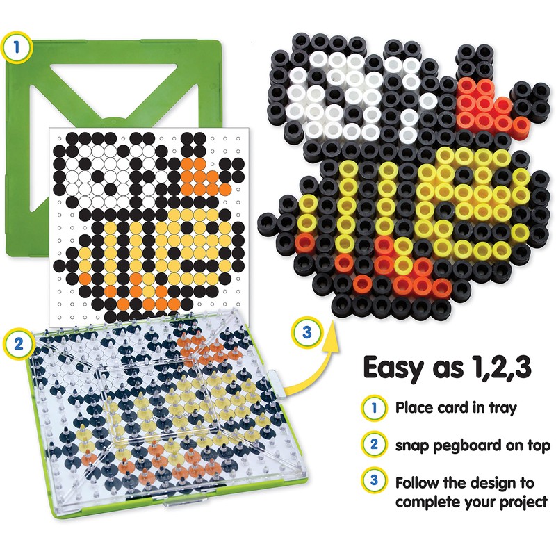 Perler 80-70729 Biggie Fuse Bead Pattern Cards and Pegboards, Multicolor,