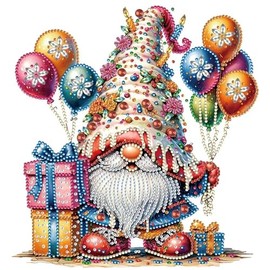 Syntego 5D DIY Birthday Gnome Diamond Painting Kit Crystal Rhinestone Canvas 30cm x 30cm