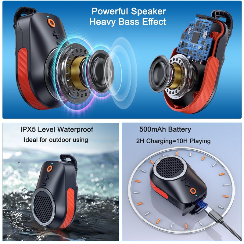 NETVIP Wearable Bluetooth V5.3 Speaker, Magnetic Clip-on Wireless IPX5 Waterproof