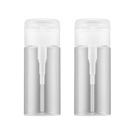 2 Pieces 150ml (5oz) Empty Nail Polish Remover Pump Bottle Dispenser Empty Push Down Pump Dispenser Bottle with Flip Top Cap Makeup Remover Bottle for Nail Polish and Makeup Remover, Clear