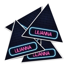 Vinyl Triangle Stickers (Set of 4) 10cm - Neon Sign Design Lilianna Name for Laptops, Tablets, Luggage, Scrap Booking, Fridges #353235