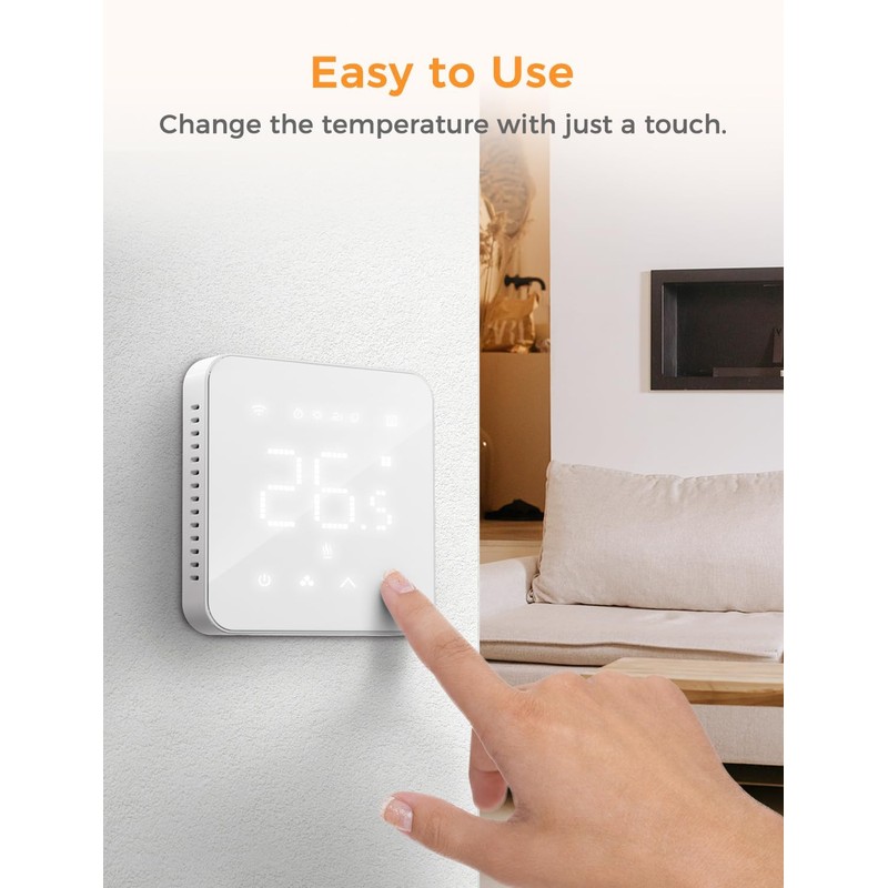 Refoss Smart Thermostat for Combi Boiler/Water Underfloor Heating, Glass Touch
