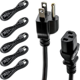 UL Approved (10FT 18/3-5PK) Universal Computer Monitor Power Cord, IEC C13 Replacement Power Cable for Monitor, PC, Desktop, Printer, Scanner, 10Amps 125V 18AWG NEMA 5-15P to IEC13