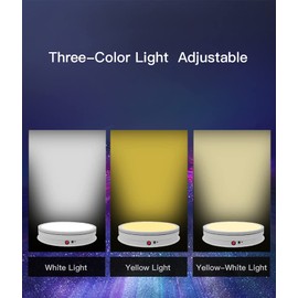 JAYEGT LED Light Base Non-Slip Rotating Display Stand, 110Lbs Load,360 Photography Turntable for Products Shows, Glass Crystal Artwork, Jewelry,Remote Control(16.5inch / 3Color LED Light/White/Wired)