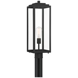 John Timberland Titan Modern Outdoor Post Light Fixture Mystic Black 21 3/4" Clear Glass Panel for Exterior Barn Deck House Porch Yard Patio Outside Garage Front Door Garden Home Roof Lawn