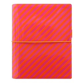 Filofax A5 Domino Patent Organiser - Orange/Pink Stripes