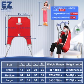 EZ Assistive Hoyer Lift Sling for Toileting, Patient Lift Sling with Divided Leg U-Sling for Transfer Sling, 500lbs Weight Capacity (Small, 1pc)