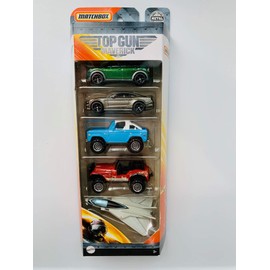 MB Matchbox TopGun Maverick 5 Pack 1:64 Scale Diecast - Swing Wing, Bronco, Jeep4X4, Mustang, Mini Countryman