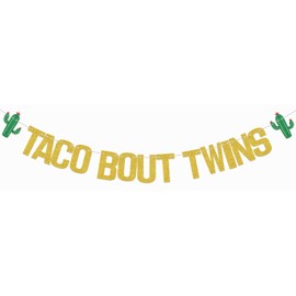 Taco Bout Twins Banner, Mexican Fiesta Twin Birthday Party Decor, Twin Baby Shower Decorations, Taco Twosday Birthday Party Decor, Mexican Theme Gender Reveal Birthday Party Supplies Gold Glitter