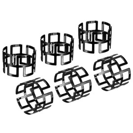 sourcing map Pack of 6 Metal Napkin Rings Hollow Cut Napkin Ring Holder Buckle Set for Dining Table Decorations Wedding Birthday Holiday Party Black
