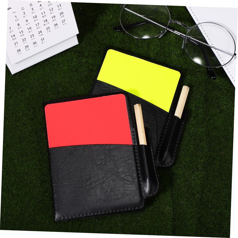 KOMBIUDA 2set Soccer Referee Kit Red Yellow Cards Referee Accessory