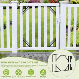 BarnSmith Heavy Duty Anti-Sag Gate Hardware Kit - Steel Brackets with Welded Hinges for Wooden Fence, Driveway, Corral Gates - Fence Gate Kit, Gate Hinges (Door Not Included)