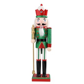 MUMTOP 15 Inch Nutcracker Christmas Decorations, Wooden Christmas Nutcracker Figures Ornament Christmas Nutcracker King Decorations for Table Desktop Fireplace Indoor Home Winter, Green