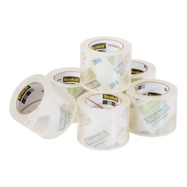 Scotch Sure Start Packing Tape, Clear, Holiday Wrapping Tape with Quiet Unwind and Easy Start, 1.88 in. x 25 yd., 6 Tape Rolls, Packaging May Vary