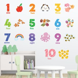 DECOWALL DS6-2020 Numbers Wall Stickers Wall Decals Peel and Stick Removable Wall Stickers for Kids Nursery Bedroom Living Room