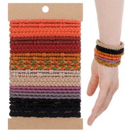 Hair Tie Bracelet 24 Pack - 9 Color 3 Style Bohemian Hair Jewelry, Fabric Hairbands for Women Girls (Festival Wedding Yoga Accessories)